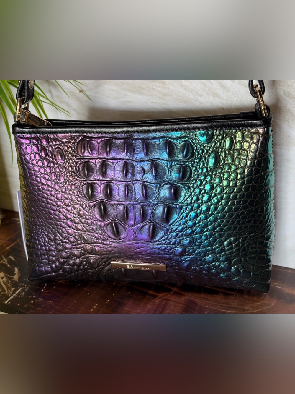 FIRM >>> BRAHMIN LORELEI MULTI LABYRINTH Metallic Ombre leather shoulder Bag NWT - Picture 2 of 12